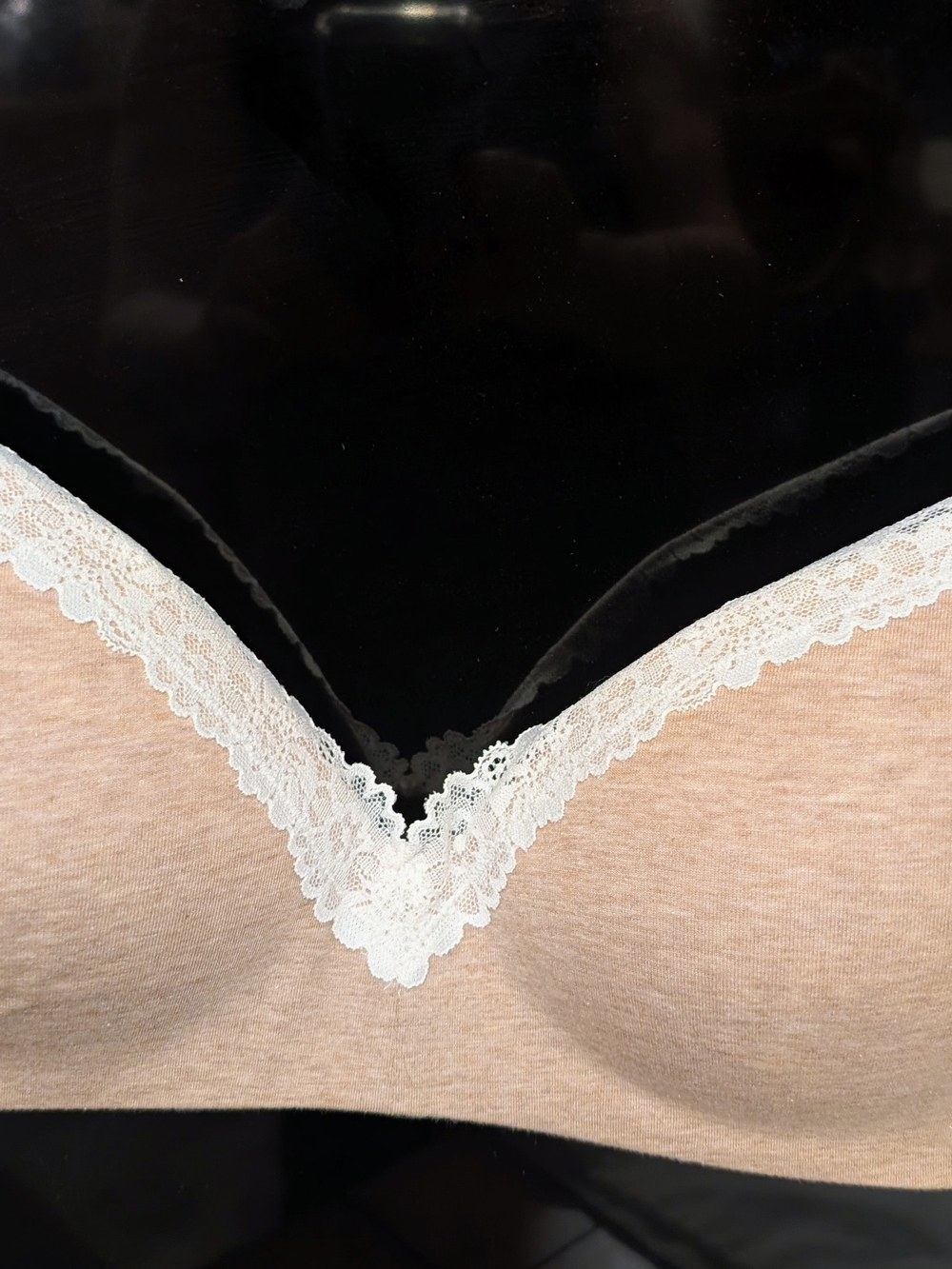 38C Seamless Lace Trim Wireless Bra in Blush